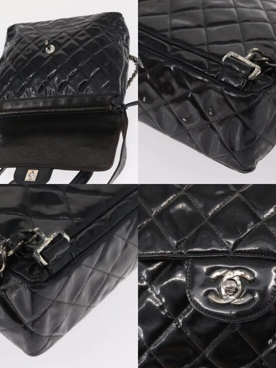CHANEL Matelasse 25 Chain Backpack Enamel Black Silver CC Auth gh1554 main image 9